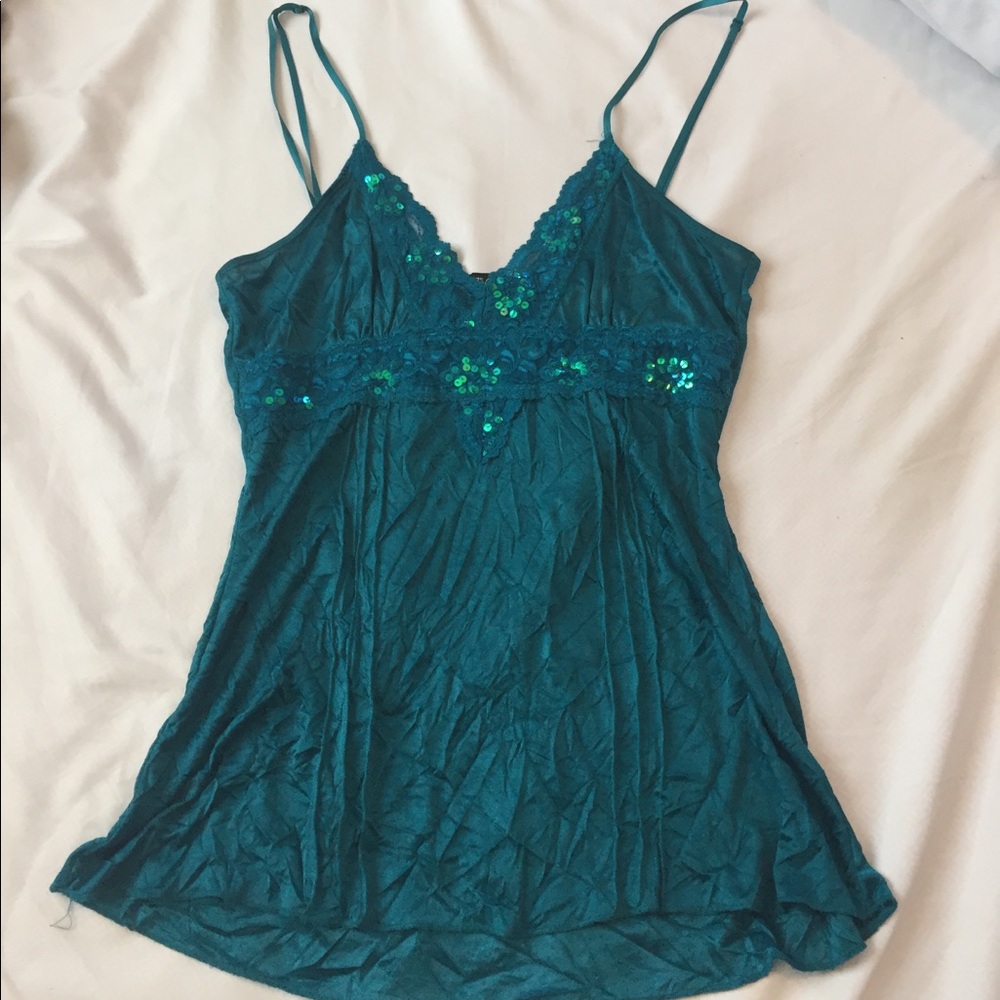 Teal Lace Trim Camisole